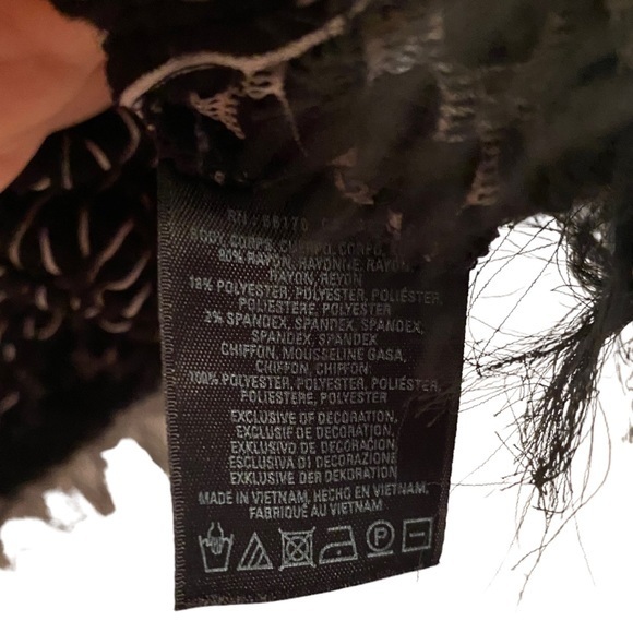 Anthropologie Black White Subtle Fringe Top Size‎ M - Picture 5 of 6